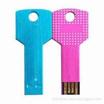 Key-shaped USB Flash Drives in Full Color Options, 1 to 32GB Capacity, Customized Logos Welcomed